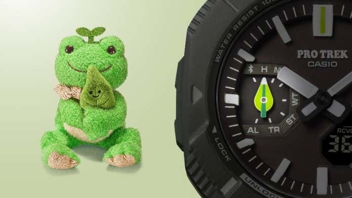 9時位置のインダイアルには葉っぱをモチーフにした針を採用