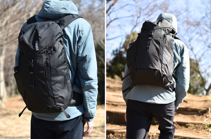 Thuleのバックパックの登山シーン