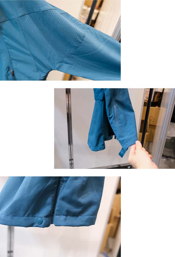 脇下のドットショット加工、両サイドにもベンチレーション