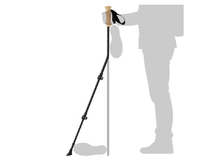 グリップから足ひとつ分(約25cm)下の位置で前方へ曲がる独自の特許技術を採用