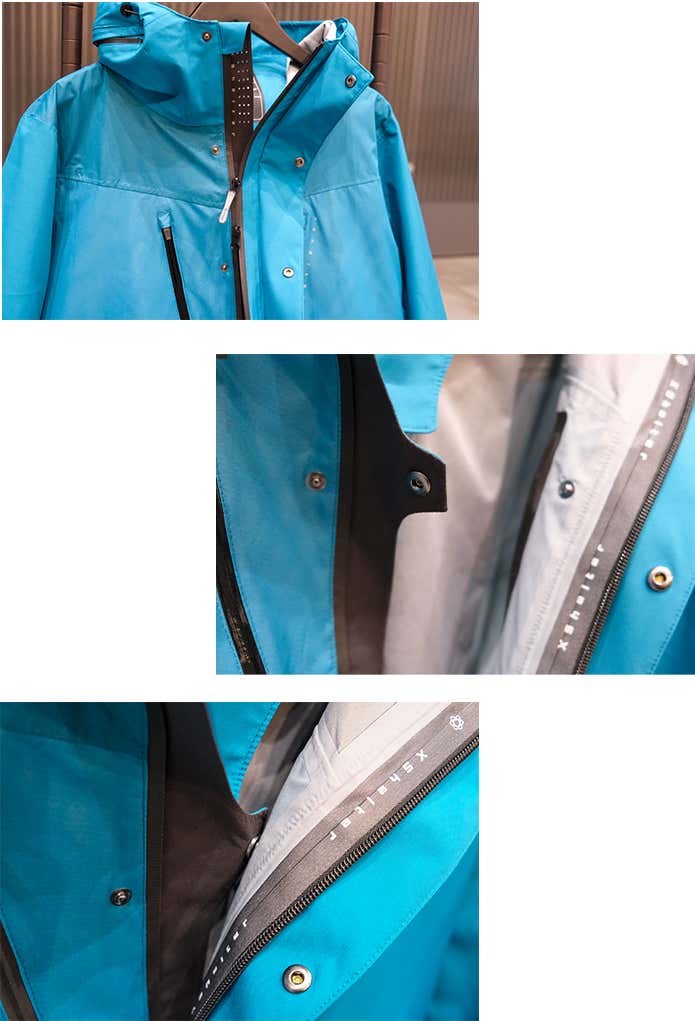 フロントの逆開ファスナーとアンダーフラップ