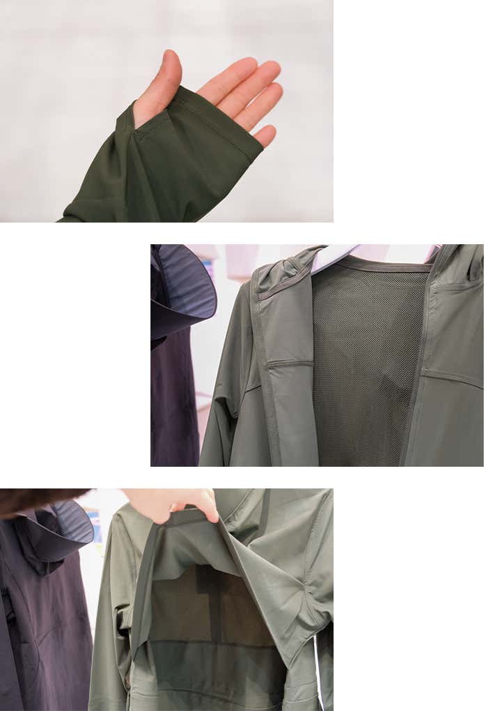 サムホールと背中のベンチレーション