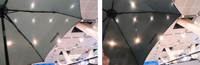 エックスシェルター暑熱αワンタッチサンライトブロックとエックスシェルター暑熱αスリムサンライトブロックの生地感