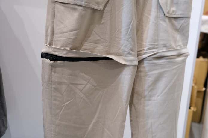 裾を脱着できるコンバーチブルパンツ