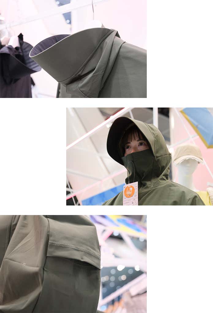 クール撥水UVパーカーロングのフード