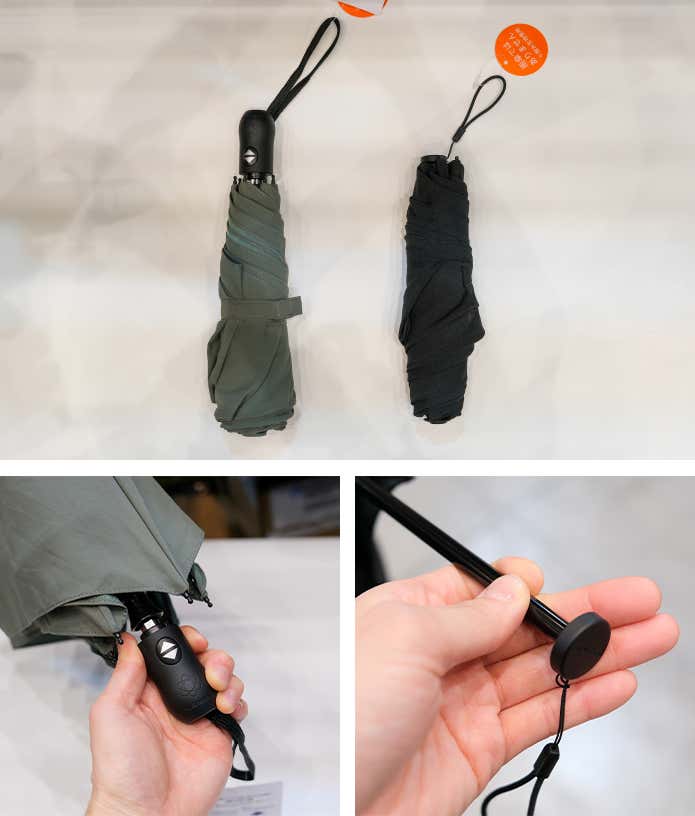 ボタンひとつでパッと広がるワンタッチ式(左)と、スリムで超軽量な手動式(右)