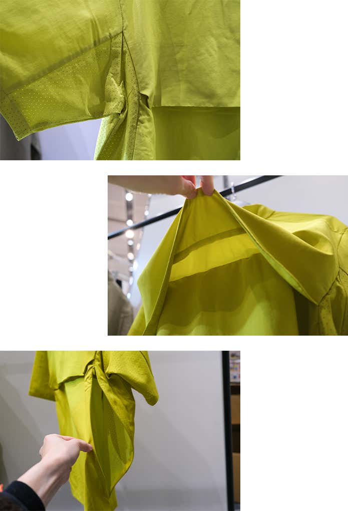 通気性にこだわったディテール