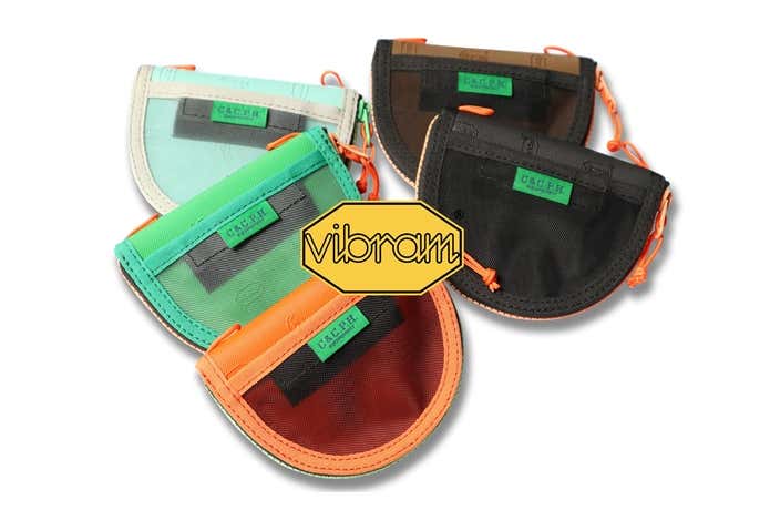 C&C.P.H.EQUIPEMENTのミニ財布のカラー全5色(ターコイズ・ケリーグリーン・オレンジ・ブラウン・ブラック)を並べたところ