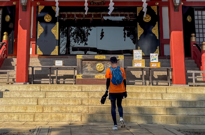 大山登山マラソンのトレーニング中のマスター
