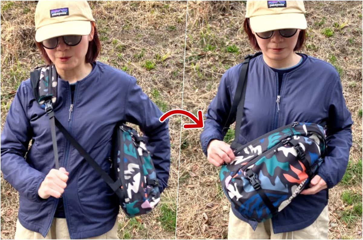 パタゴニア　アトムスリングの荷物の取り出し