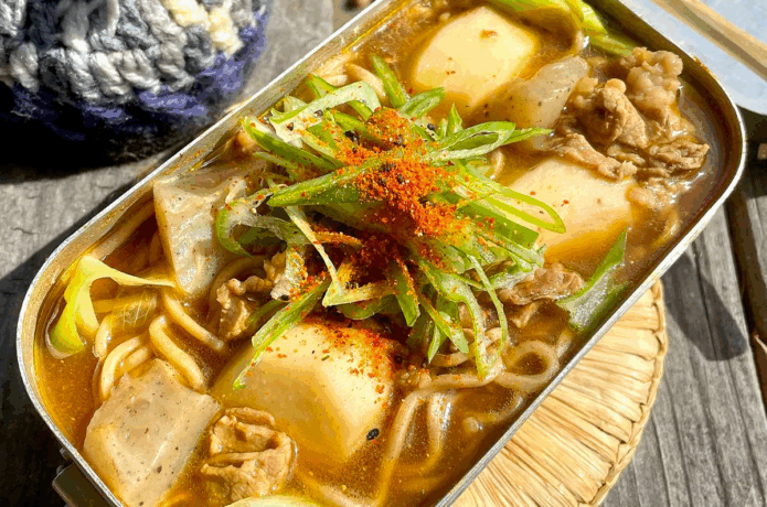 メスティンレシピ / 芋煮カレーそば