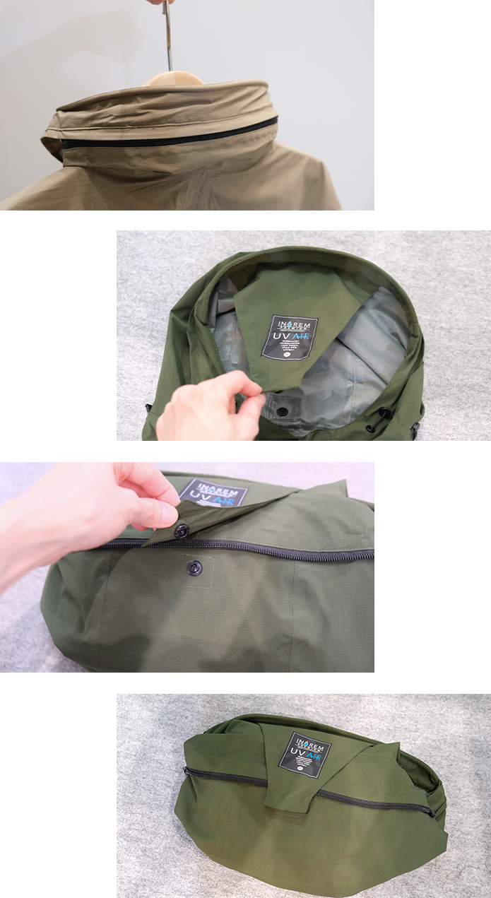 フードの収納とパッカブル収納