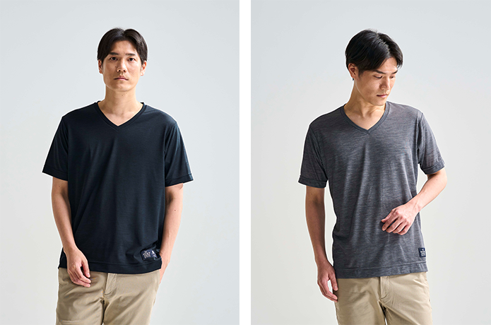 Vネック半袖シャツ