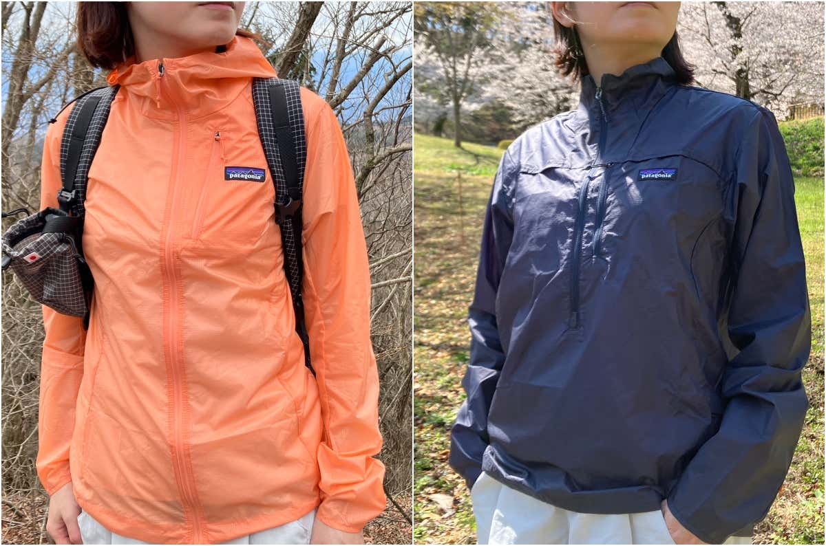 フーディニ・ジャケットとフーディニ・スタッシュ・1/2ジップ・プルオーバーを着た様子