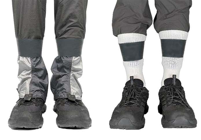 左:ゲーターに巻いた状態、右:ソックスに巻いた状態