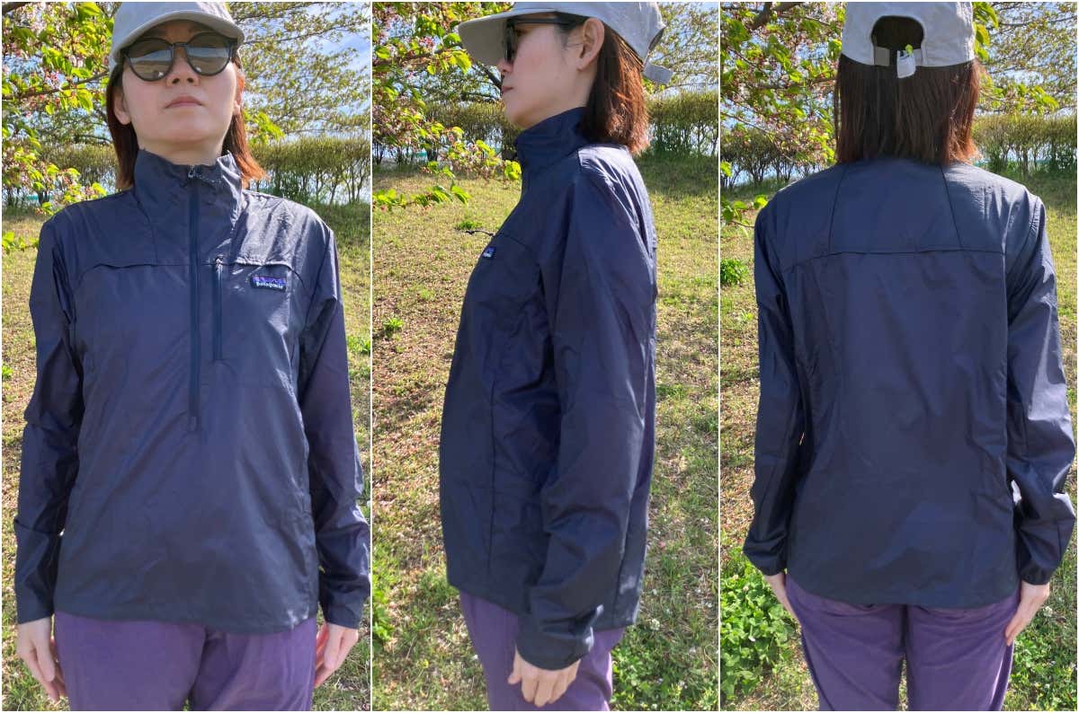 フーディニ・スタッシュ・1/2ジップ・プルオーバーを着る女性