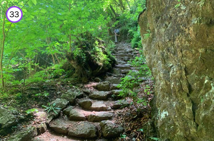 滝上部の斜面へ登り返す