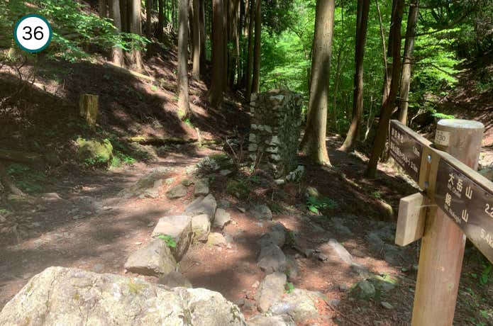 大岳山からの登山道と合流