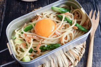 メスティンレシピ / 桜海老とアスパラの和風パスタ