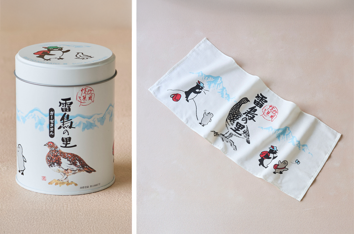Suicaのペンギン×雷鳥の里ガーゼタオル缶