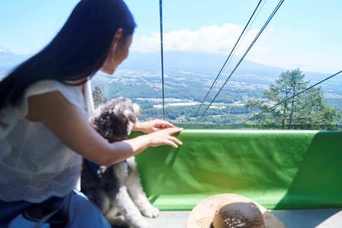 愛犬と一緒にゴンドラに乗車