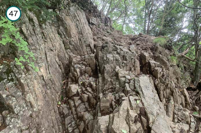山頂直下の岩場