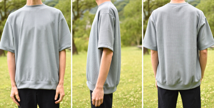 ワッフルクルーネック半袖Tシャツシルエット