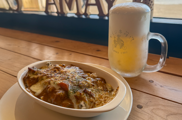 焼きチーズカレーとビール