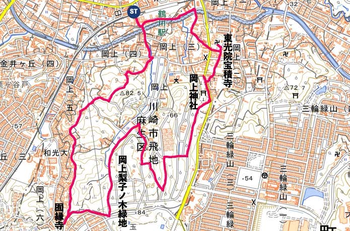 岡上梨子ノ木緑地MAP