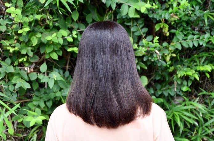 コードレスミニヘアアイロン CHI01を使って結び目の跡が目立たなくなった状態