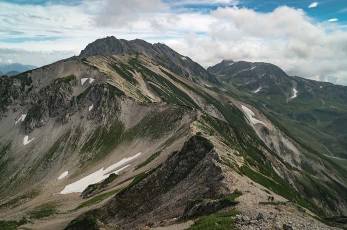 大汝山・富士折立・別山へと続く縦走路