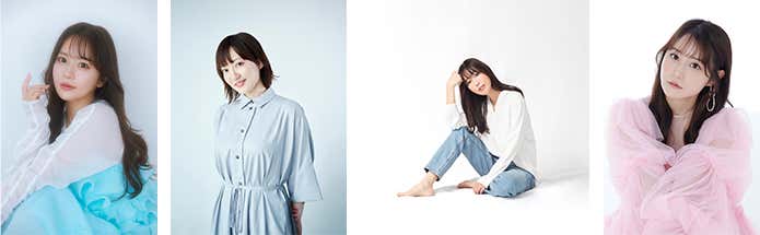 左から、井口裕香(雪村あおい 役)、阿澄佳奈(倉上ひなた 役)、日笠陽子(斎藤かえで 役)、小倉唯(青羽ここな 役)
