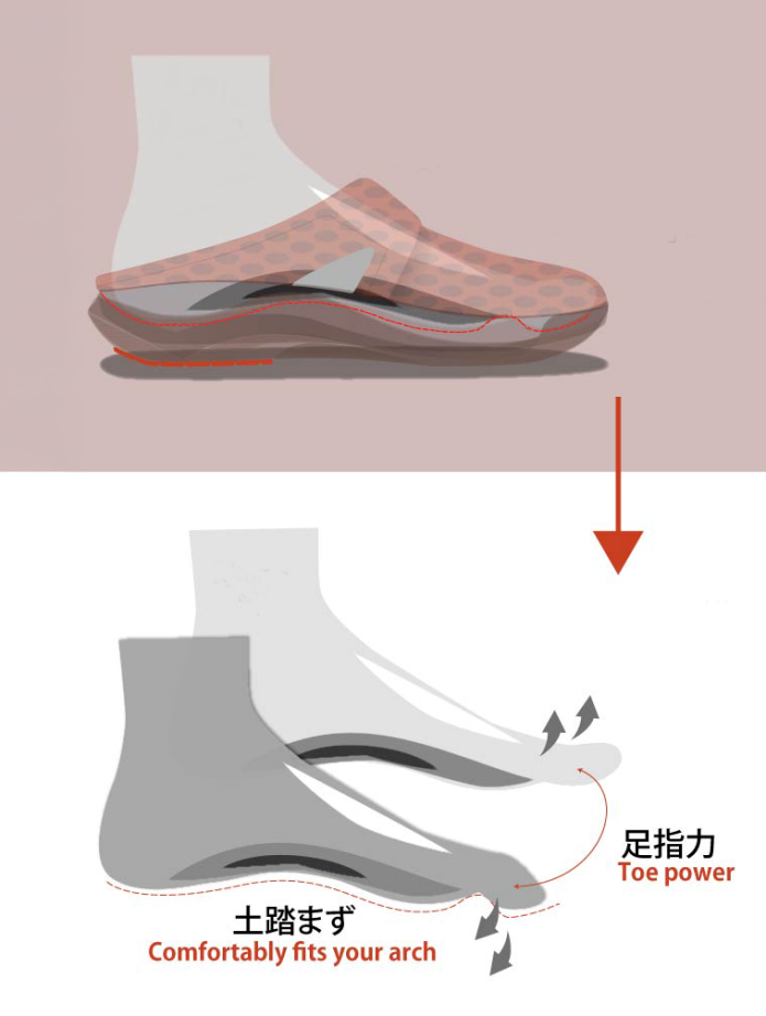 インソールの設計と足指を動かしやすい仕組み