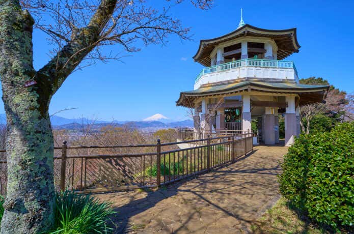 権現山の展望台と富士山