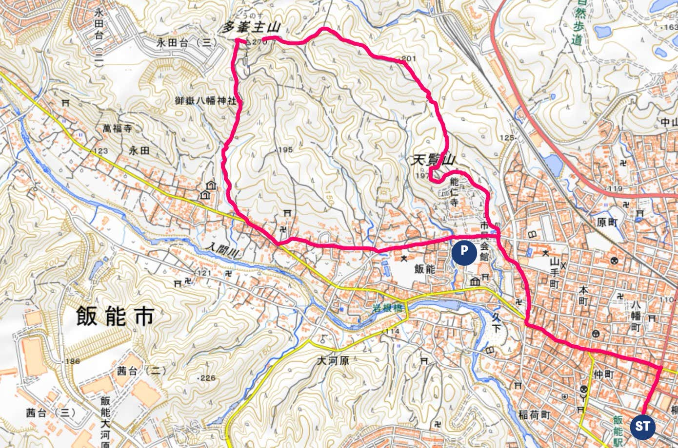 多峯主山〜天覧山MAP