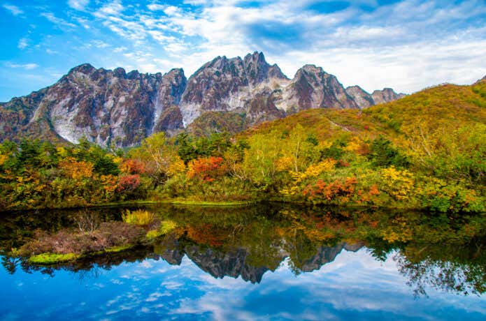 紅葉で色づく仙人池