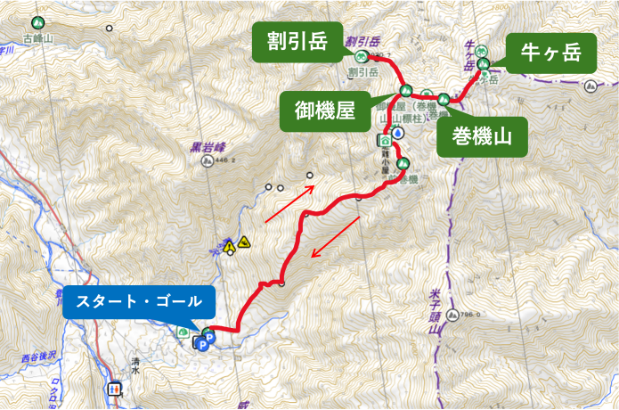 低山トラベラーおすすめの巻機山登山コースマップ